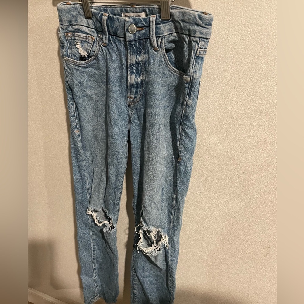 Good American jeans‎ light wash blue distressed size 00